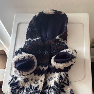 Cozy Sherpa Hooded Pet Coat in Navy, Brown & Cream